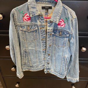 Forever 21 Embroidered Jean Jacket - Size Small